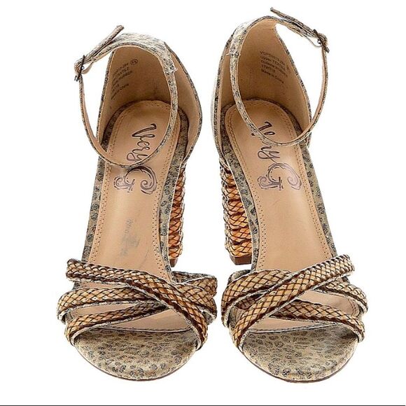 Leopard Braided Block Heel Ankle Strap Sandals - Picture 1 of 2